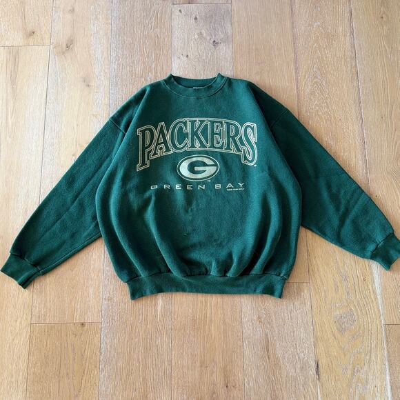 Vintage Logo 7 Green Bay Packers Green Crewneck Sweatshirt 1996 Size XL - Picture 1 of 8